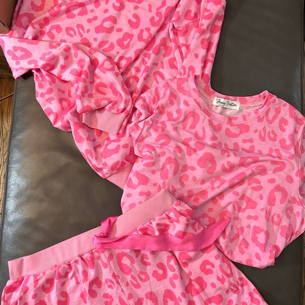 Vibrant Pink Animal Print Pajama Three Piece Set